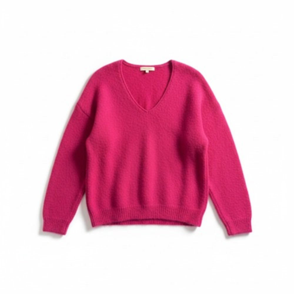 Free People Sweater Womens XS Red Alpaca Blend V Neck Fuzzy Knit Pullover‎ Soft